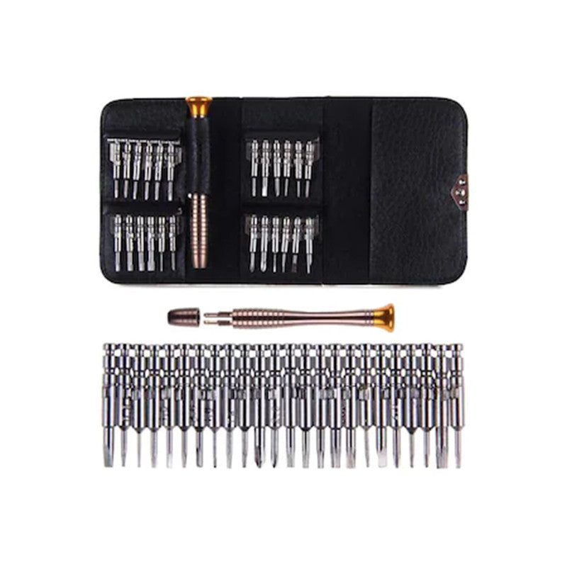 Set 26 surubelnite de precizie in husa neagra din piele