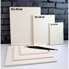 Set 3 sasiuri din lemn cu panza CANVAS pentru pictura culoare Alb Mat