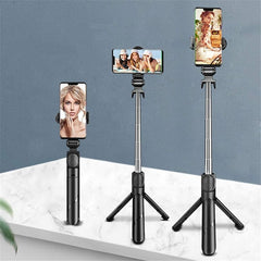 Set 3in1 Selfie Stick cu Lampa LED si Trepied conectare Bluetooth alimentare USB