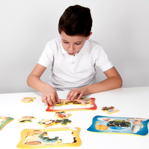 Set 4 puzzle educative De unde provin Alimentele
