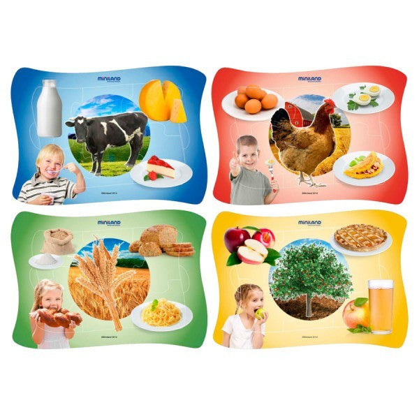 Set 4 puzzle educative De unde provin Alimentele