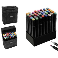 Set 40 markere colorate duble scriere si evidentiere geanta depozitare