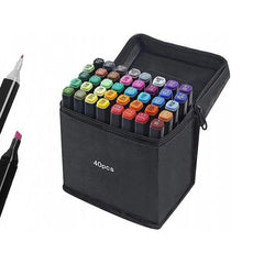 Set 40 markere colorate duble scriere si evidentiere geanta depozitare