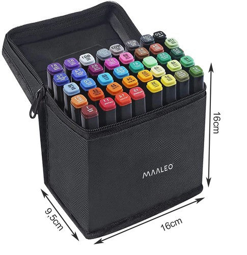 Set 40 markere Premium cu 2 capete de scriere si geanta de depozitare