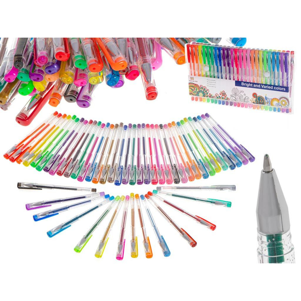 Set 50 piese Pixuri cu Gel Multicolor cu sclipici (glitter)