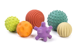 Set 6 mingi Senzoriale din cauciuc natural ECO pentru bebelusi