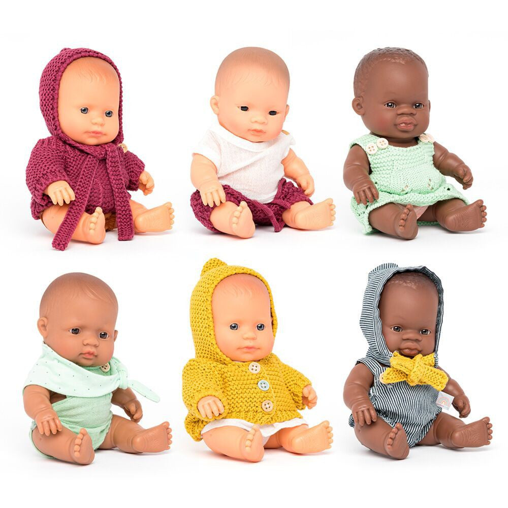 Set 6 papusi educative 21 cm cu imbracaminte