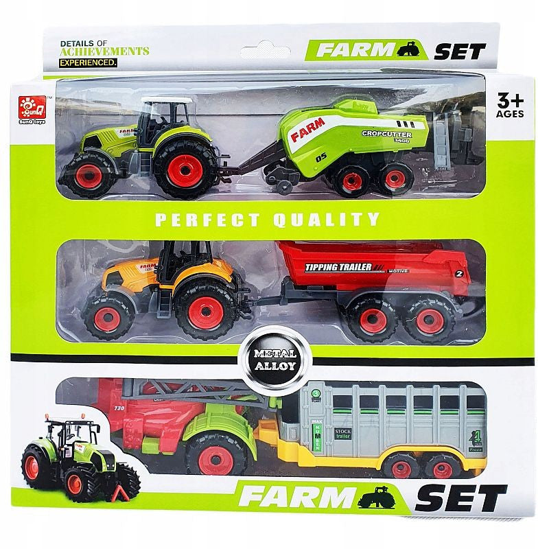 Set 6 utilaje de jucarie pentru ferma tractoare remorci masini agricole pentru copii
