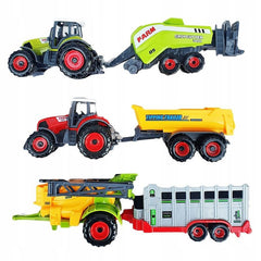 Set 6 utilaje de jucarie pentru ferma tractoare remorci masini agricole pentru copii