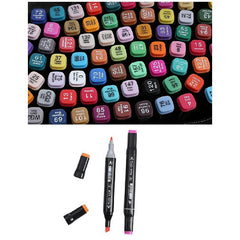 Set 80 Markere colorate cu varf dublu si Geanta depozitare