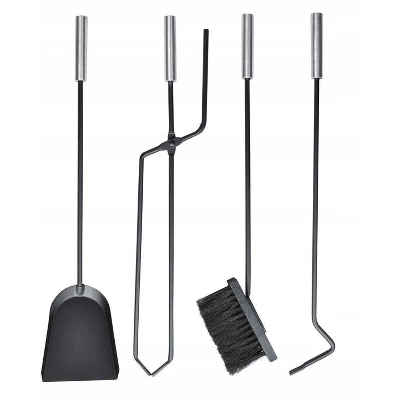 Set accesorii semineu otel cleste carlig perie lopata suport depozitare negru