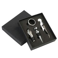 Set Cadou Accesorii Vin 4 piese in cutie estetica culoare Neagra