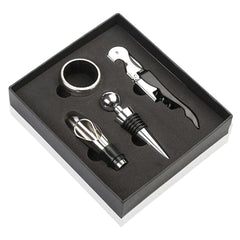Set Cadou Accesorii Vin 4 piese in cutie estetica culoare Neagra
