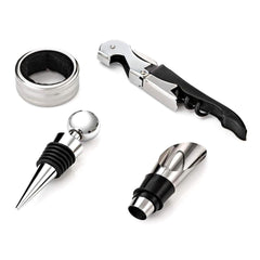 Set Cadou Accesorii Vin 4 piese in cutie estetica culoare Neagra
