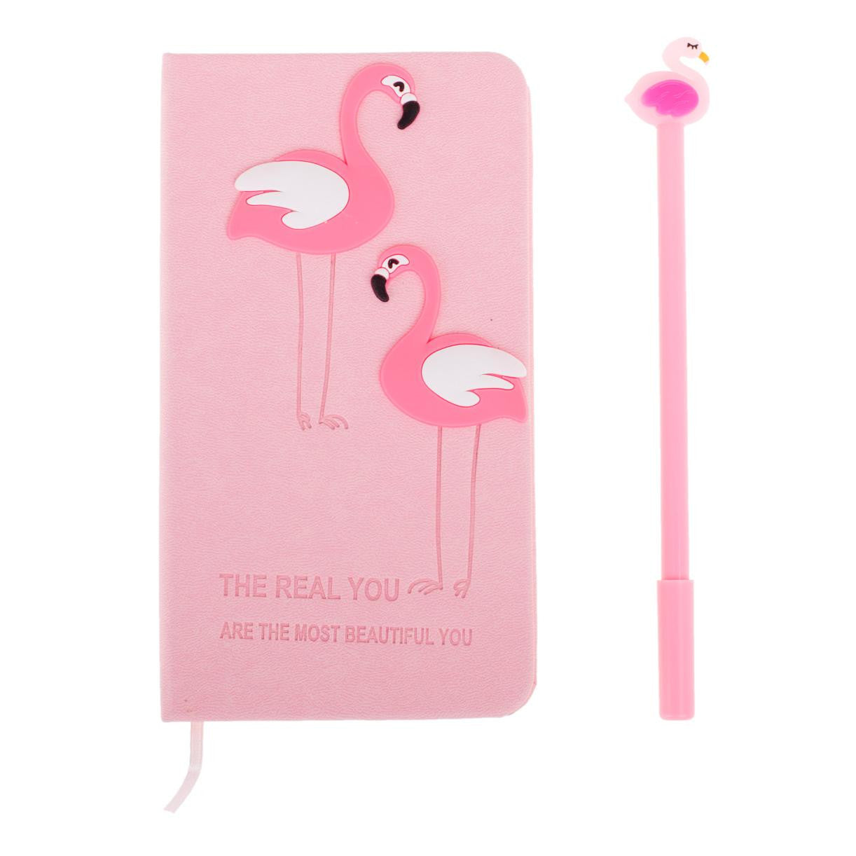 Set Cadou pentru Copii Caiet cu Flamingo finisat cu piele Ecologica  Pix cu Flamingo