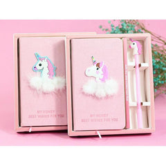 Set Cadou pentru Copii Caiet cu Unicorn finisat cu piele Ecologica  Pix cu Unicorn
