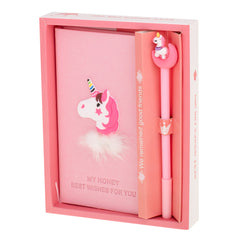 Set Cadou pentru Copii Caiet cu Unicorn finisat cu piele Ecologica  Pix cu Unicorn