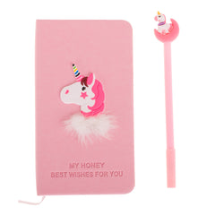 Set Cadou pentru Copii Caiet cu Unicorn finisat cu piele Ecologica  Pix cu Unicorn