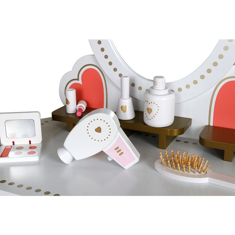 Set Coafura si Machiaj cu Oglinda si Scaun din lemn si 5 Accesorii