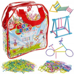 Set constructie 1000 piese multicolore diverse forme si bete geanta depozitare