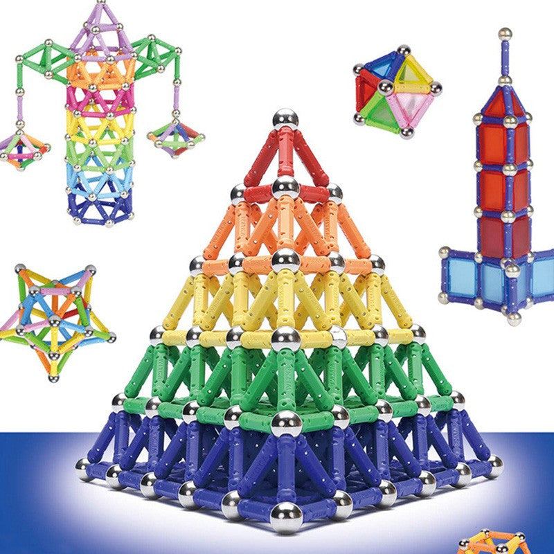 Set constructie magnetic 3d joc educativ 230 piese multicolore diferite forme si dimensiuni 6 ani