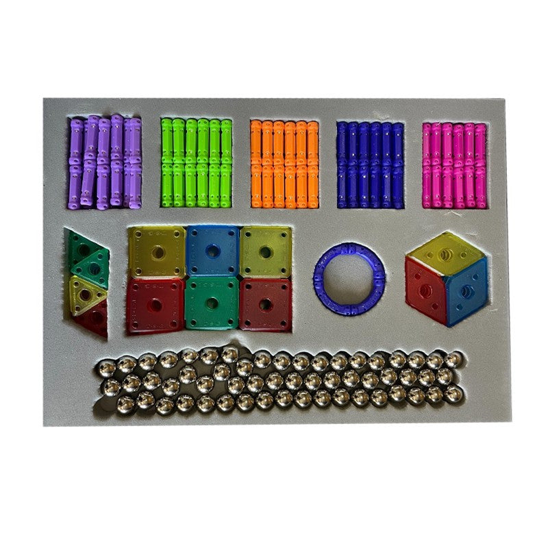 Set constructie magnetic 3d joc educativ 230 piese multicolore diferite forme si dimensiuni 6 ani