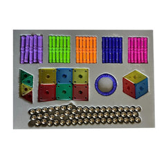 Set constructie magnetic 3d joc educativ 230 piese multicolore diferite forme si dimensiuni 6 ani