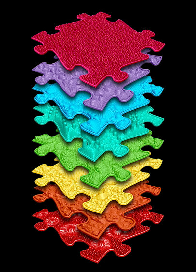 Set Covorase ortopedice Senzoriale tip Puzzle Curcubeu 9 bucati