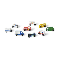 Set de 9 Masinute Utilitare din Lemn