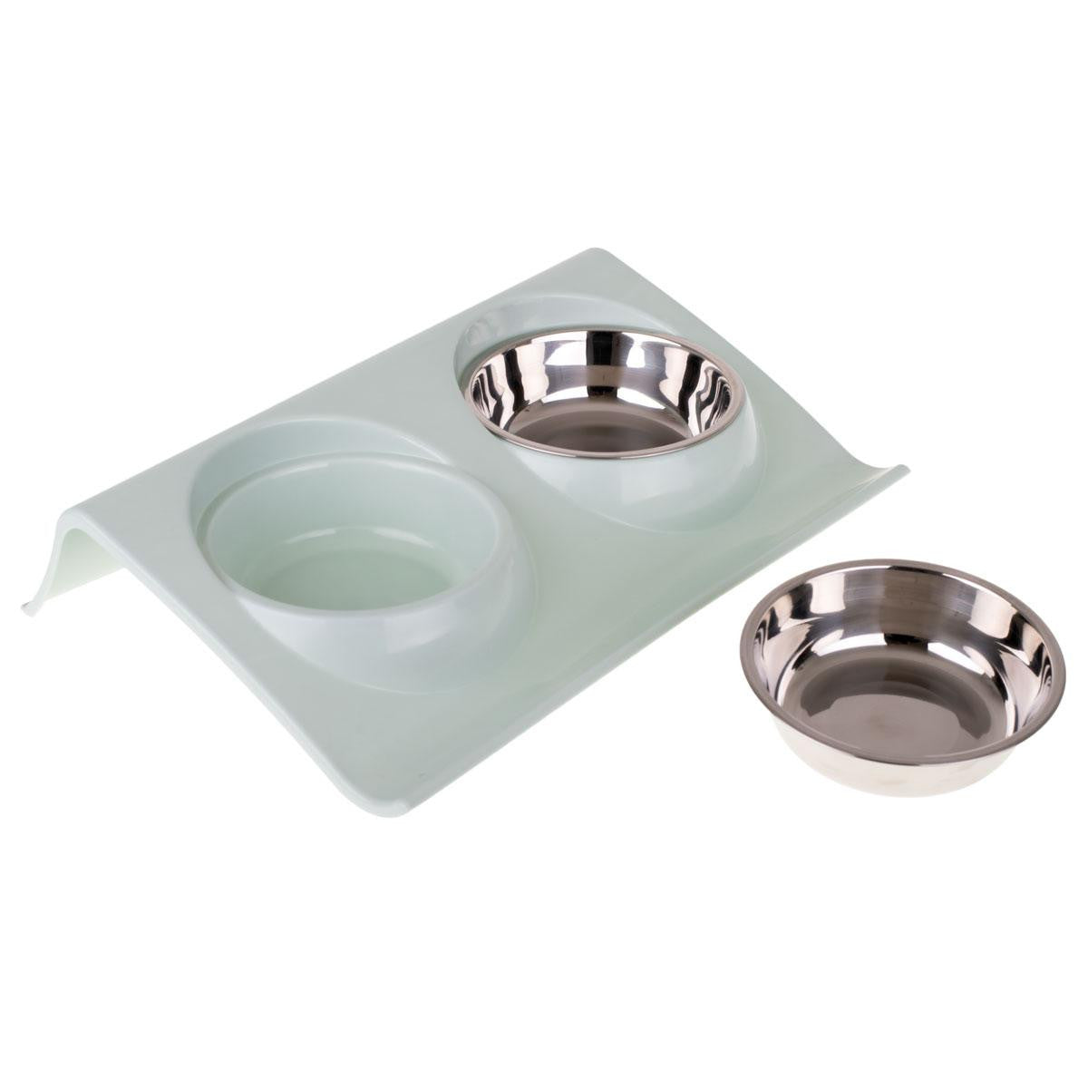 Set doua castroane metalice cu suport pentru animale de companie