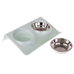 Set doua castroane metalice cu suport pentru animale de companie