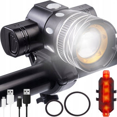 Set far si stop pentru bicicleta lumina led reincarcabile usb 1200 mah aluminiu si abs ip-6