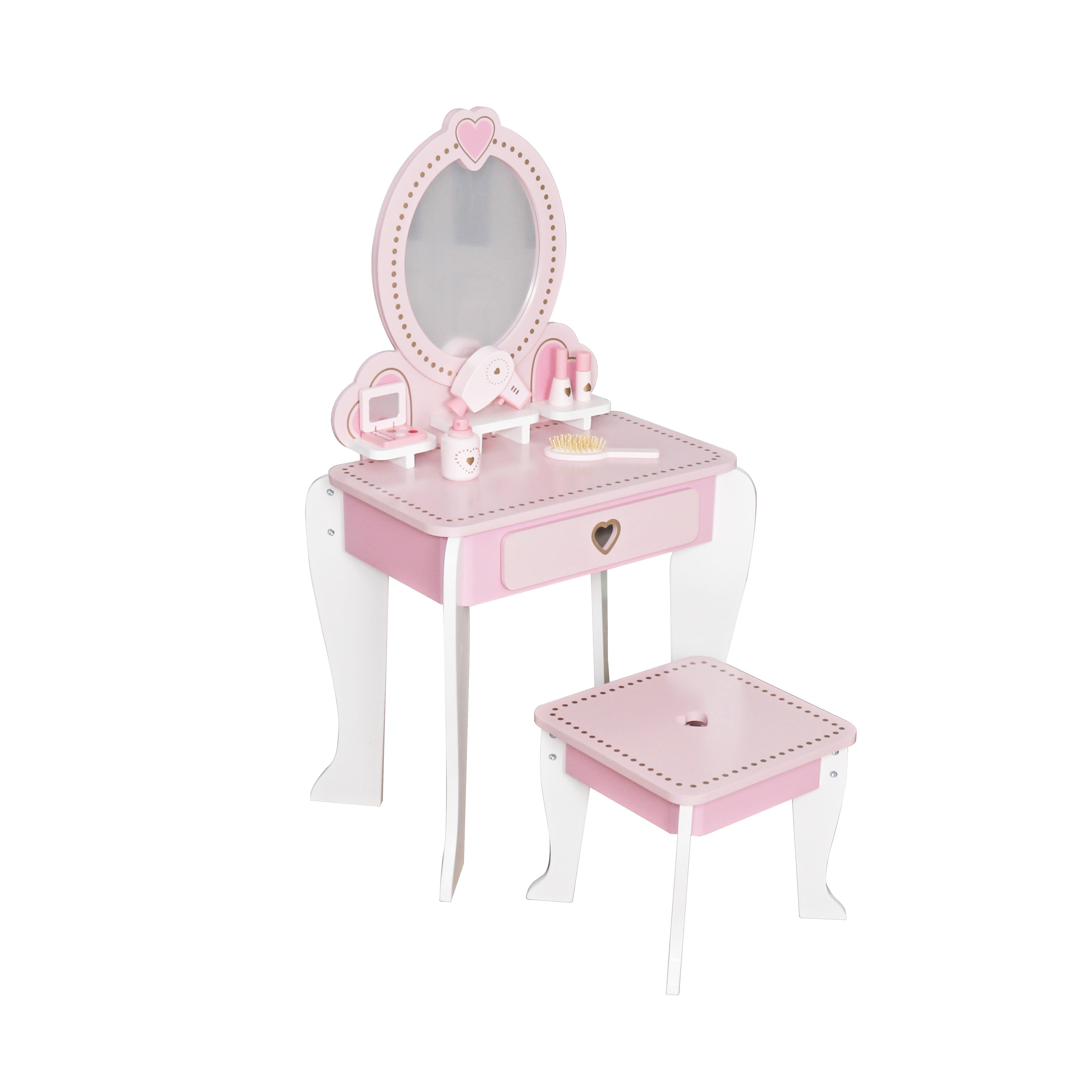 Set infrumusetare pentru Fetite scaunel si oglinda 6 Accesorii lemn