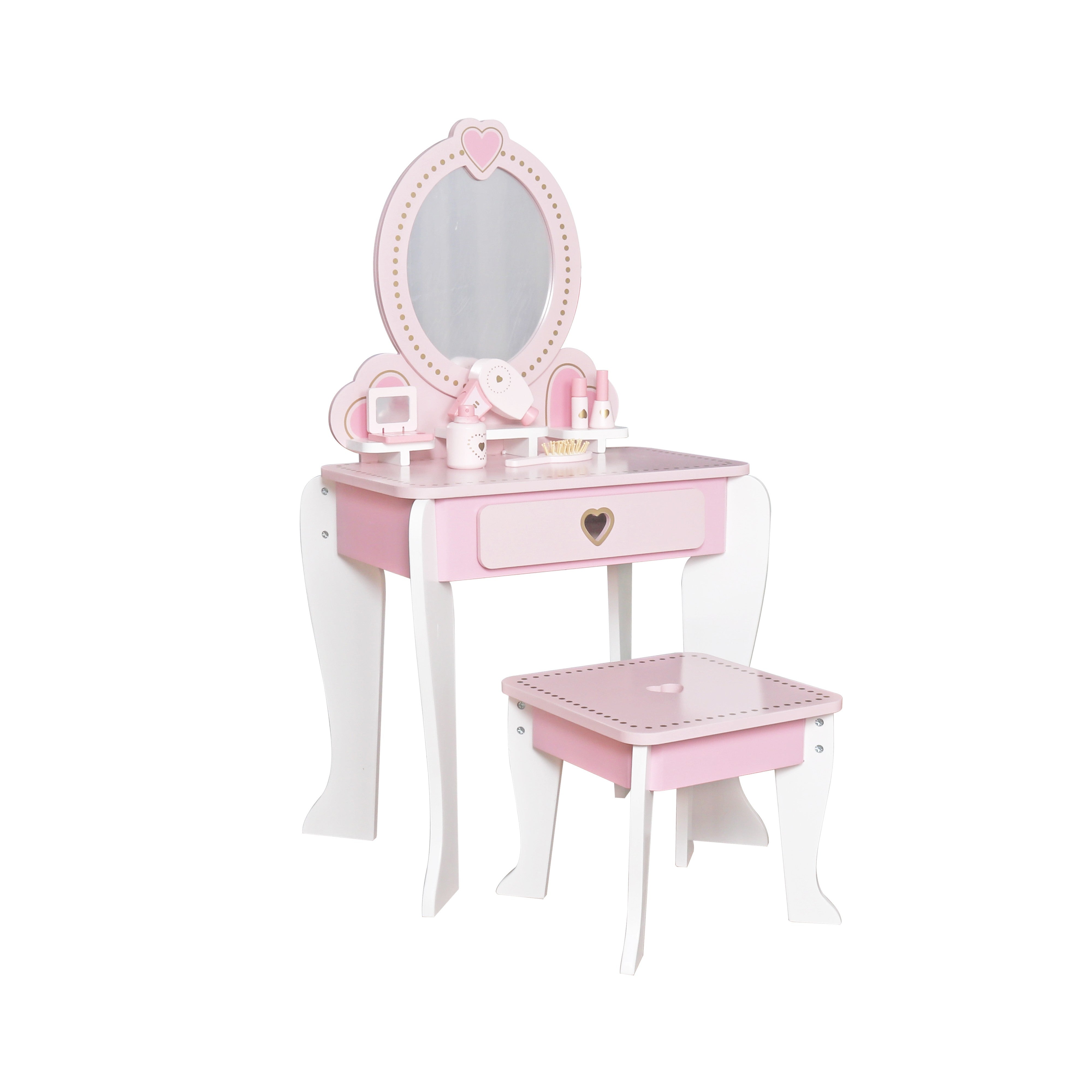 Set infrumusetare pentru Fetite scaunel si oglinda 6 Accesorii lemn