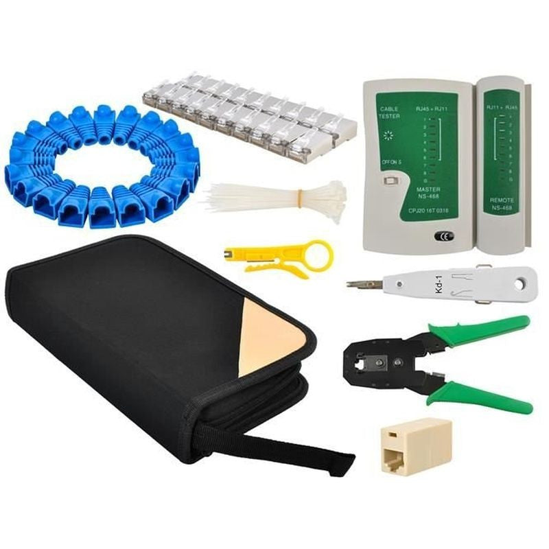 Set Instrumente de Retea Lan tester cabluri mufe cleste instrument sertizare husa