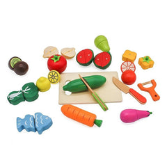 Set ladita fructe si legume de feliat cu magnet 34 piese din lemn xxl