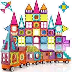 Set magnetic Constructie Tren JucarieDiy cu 71 piese diverse forme multicolor