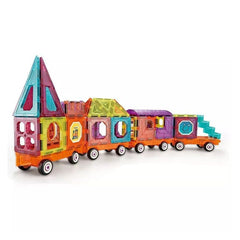 Set magnetic Constructie Tren JucarieDiy cu 71 piese diverse forme multicolor