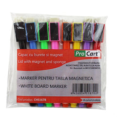 Set Marker pentru tabla magnetica capac cu magnet si burete pentru sters