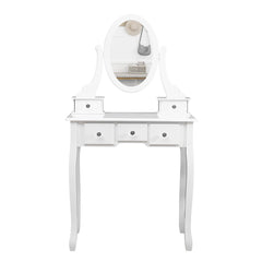 Set masa de toaleta 140x80x40 cm oglinda si scaun incluse 5 sertare