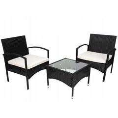Set masuta si scaune pentru cafea blat sticla perne 2 locuri interior-exterior