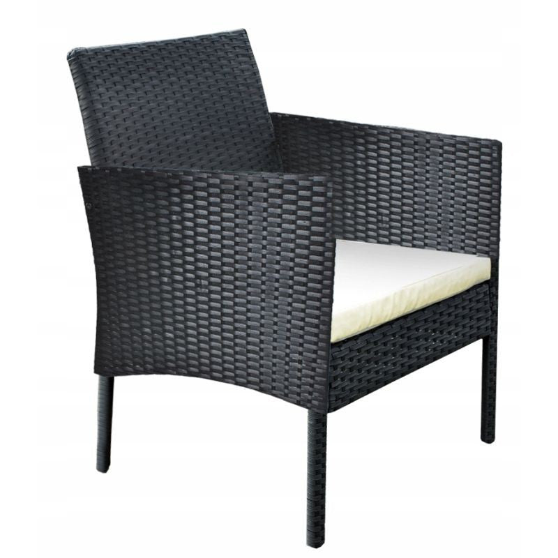 Set mobilier gradina 4 piese masuta fotolii canapea model ratan negru