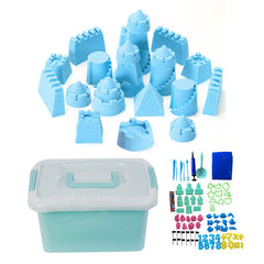 Set nisip kinetic 2 kg cutie gonflabila multiple forme stegulete lopatica si accesorii modelaj