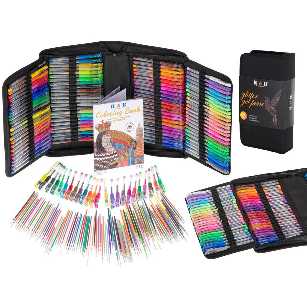 Set Pixuri cu gel cu Rezerve si Carte de colorat si Penar 246 piese