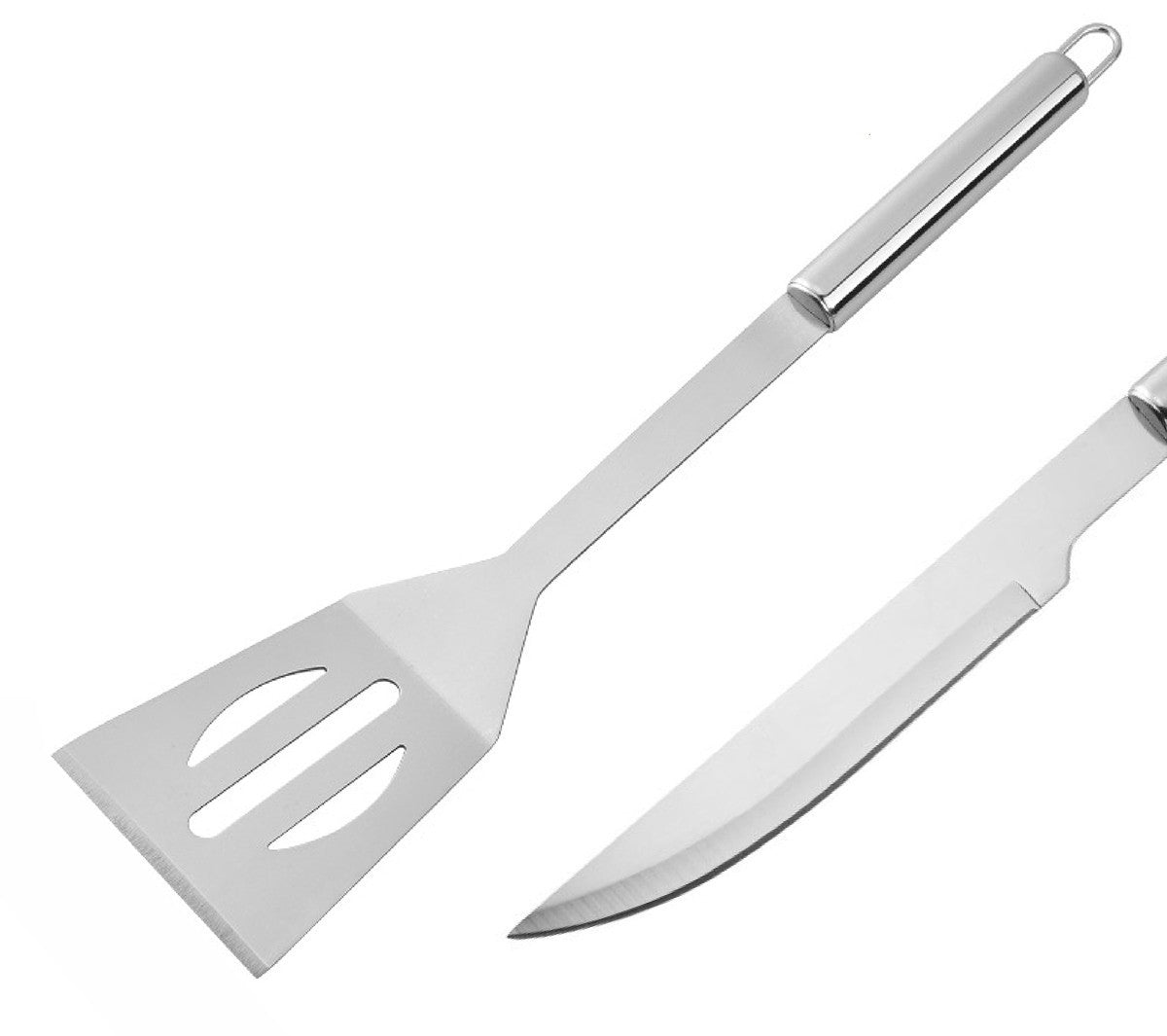 Set ustensile gratar 9 piese cutit furculita cleste perie otel 800g 385 x 12 x 5cm argintiu