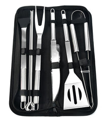 Set ustensile gratar 9 piese cutit furculita cleste perie otel 800g 385 x 12 x 5cm argintiu