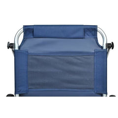 Sezlong pliabil cu umbrela portabil pe roti cadru aluminiu tetiera 115x62cm albastru