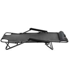 Sezlong pliabil tip scaun 3 pozitii tetiera detasabila cadru metal greutate maxima 100 kg 153x47x23 cm gri