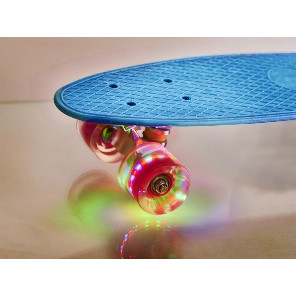 Skateboard Penny Board pentru copii cu roti din cauciuc iluminate LED culoare Albastra