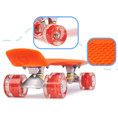 Skateboard Penny Board pentru copii cu roti din cauciuc iluminate LED culoare Orange